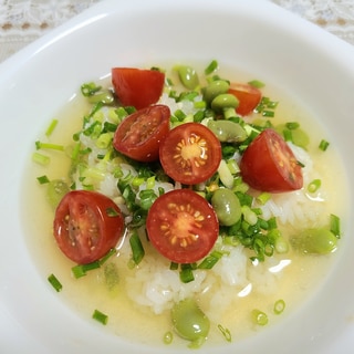 夏は冷たい汁ご飯　~鶏の茹で汁アレンジ~